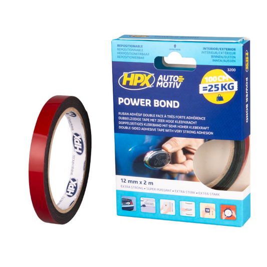 HPX Ruban double face Power Bond HSA 3200 noir - 12 mm × 2 m