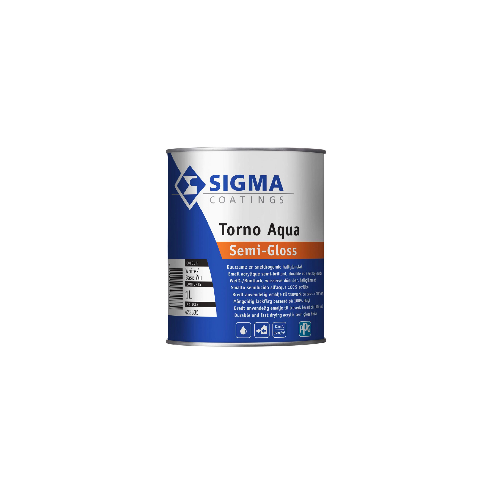 Sigma Torno Aqua Semi-Brillant 1L wood varnish can