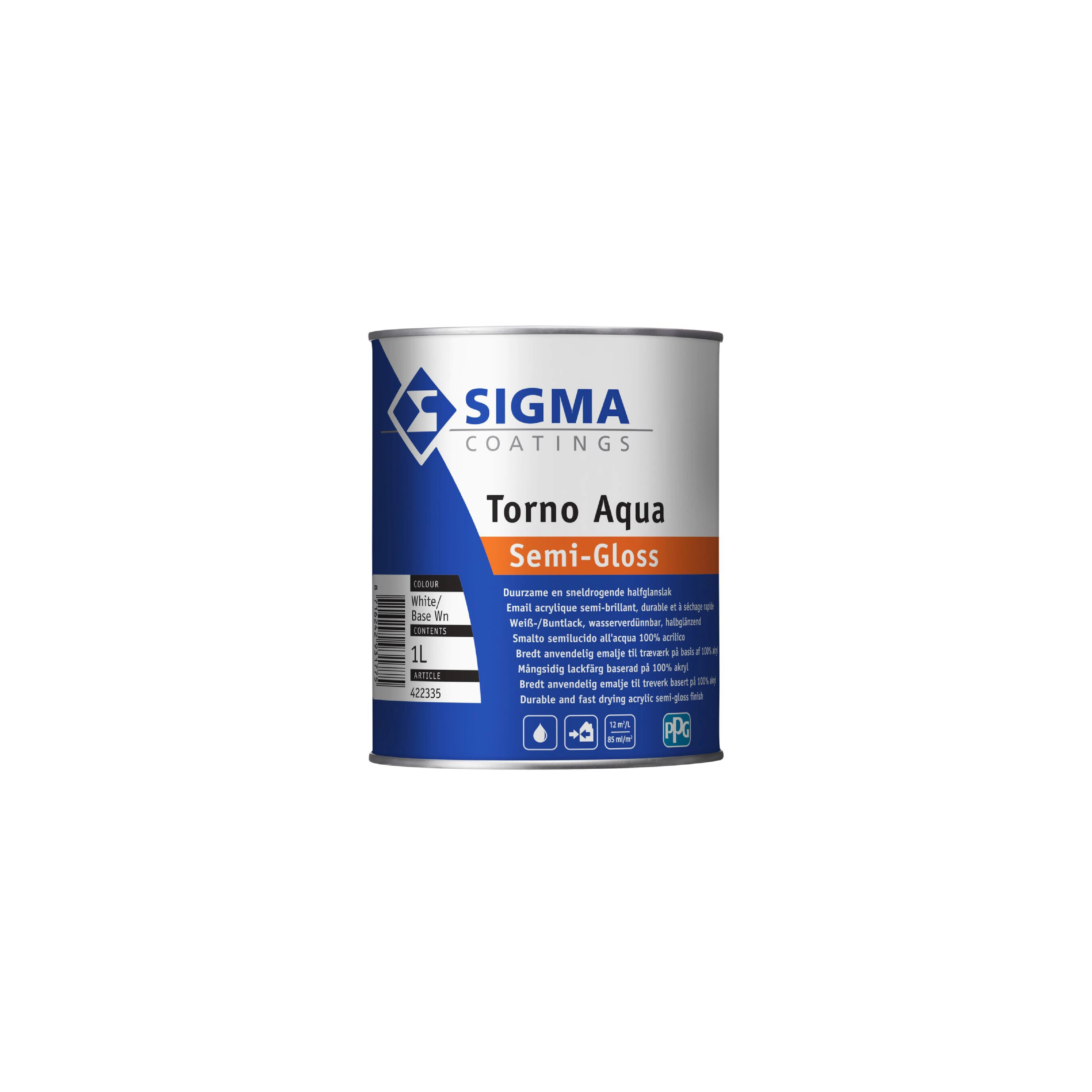 Sigma Torno Aqua Semi-Brillant 1L wood varnish can