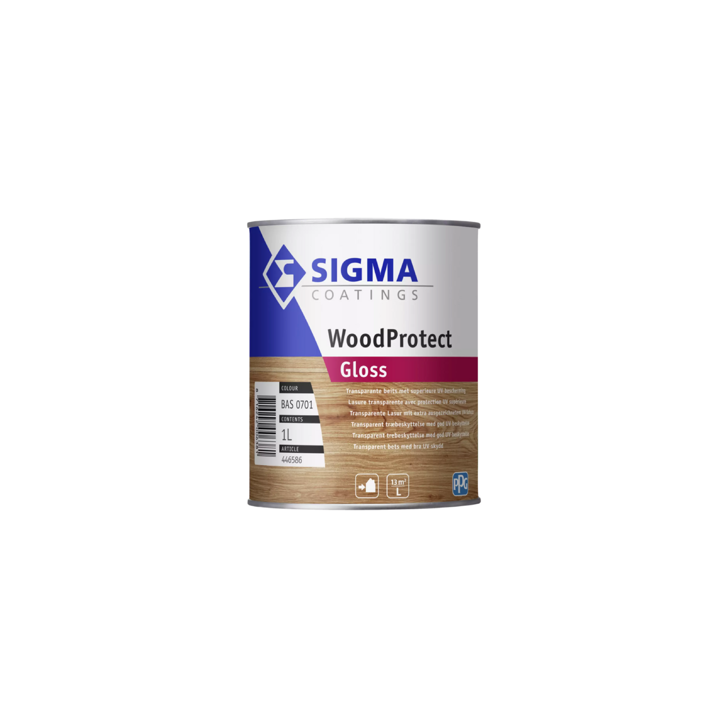 Sigma WoodProtect Gloss 1L pot — lasure brillante pour bois extérieur