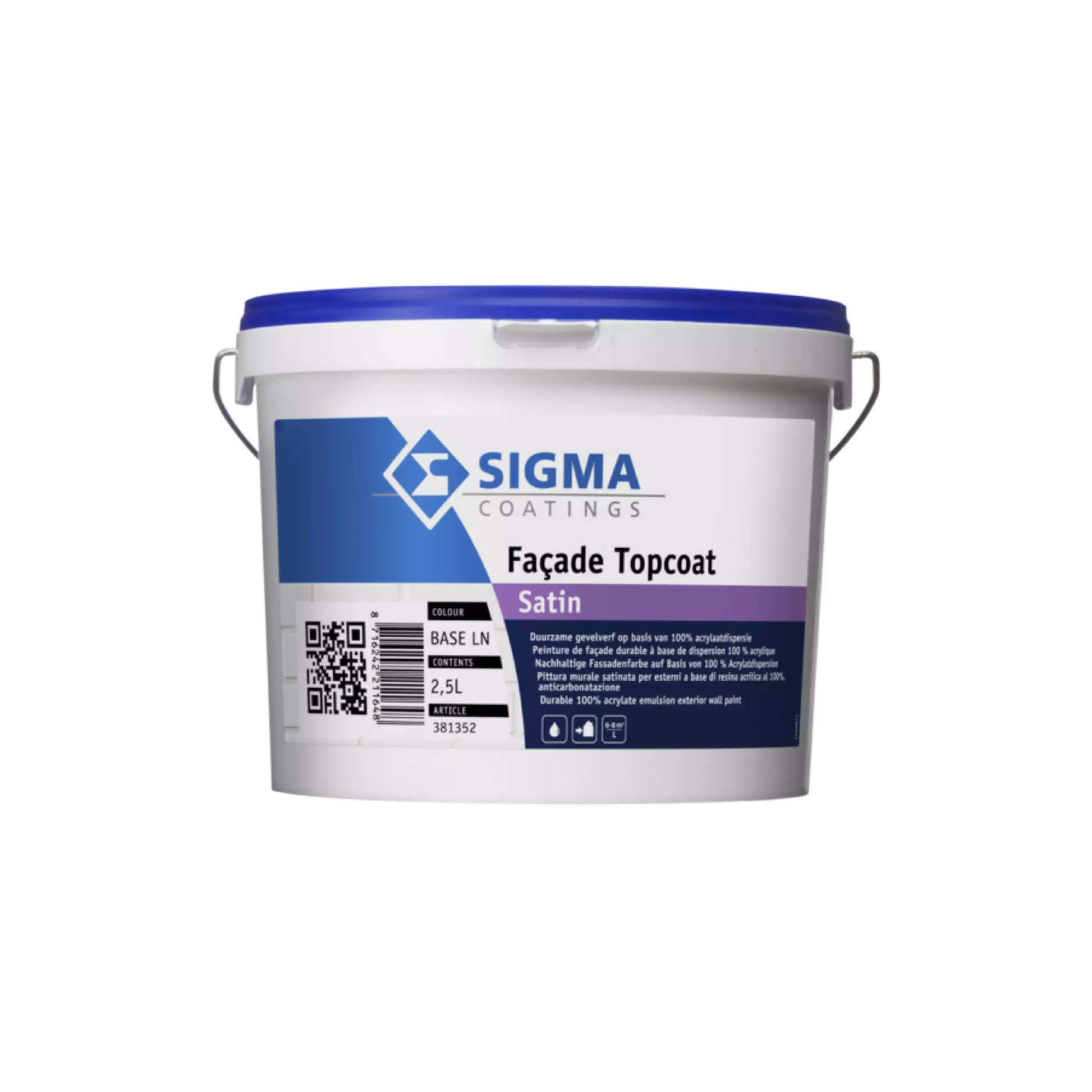 Sigma Facade Topcoat Satiné peinture de façade – pot 2,5L