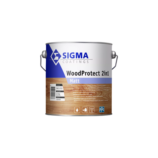 Sigma WoodProtect 2IN1 Matt 2.5L – pot et pinceau sur bois