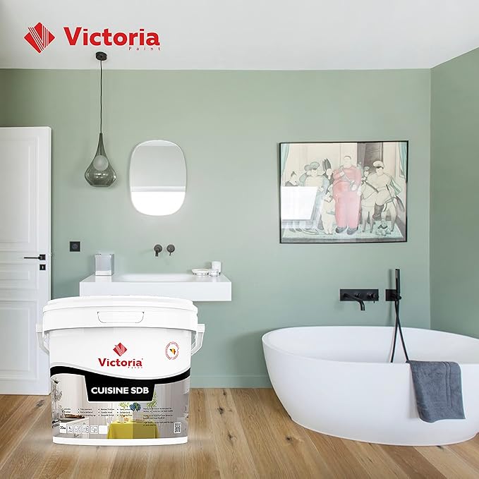 CUISINE & SDB - Peinture Blanche Satinée pour Cuisine et Salle de Bain ( 5 Litres)