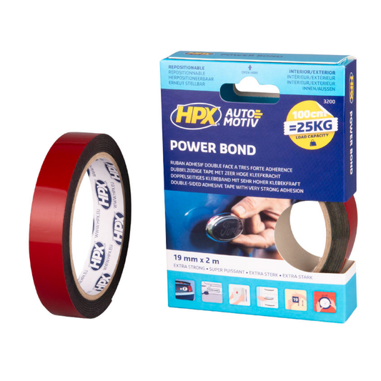 HPX Ruban double face Power Bond HSA 3200 noir - 19 mm × 2 m