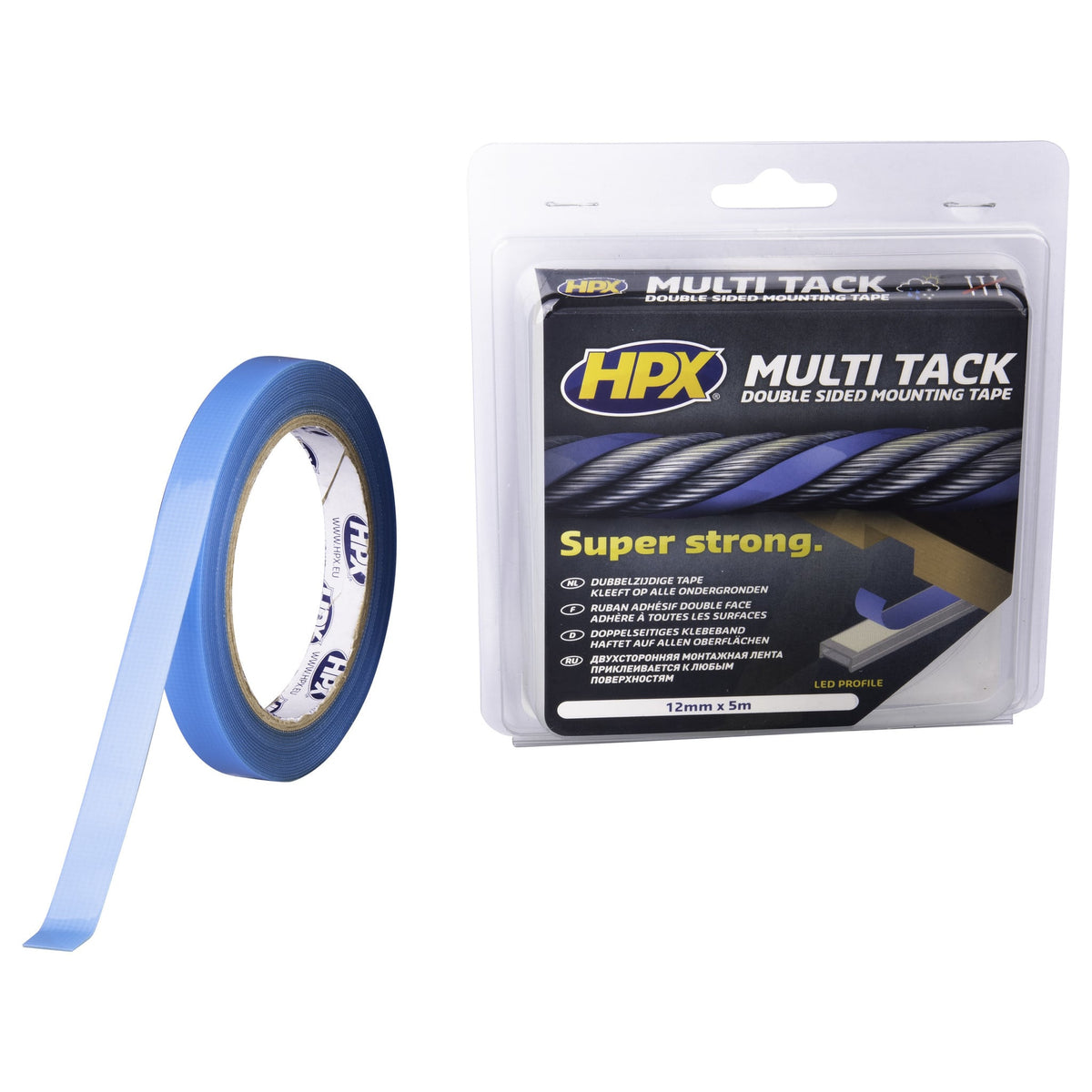 HPX Ruban de montage Multi Tack Profile 1700 semi-transparent - 12 mm × 5 m